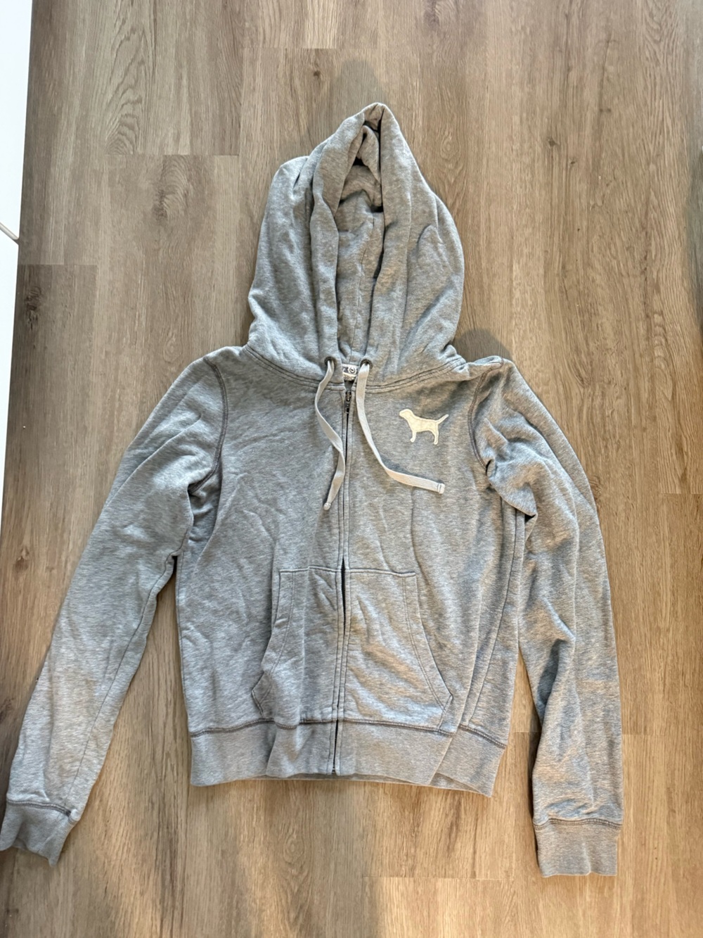 PINK Victoria's Secret Kids Gray Full-Zip Hoodie with Logo